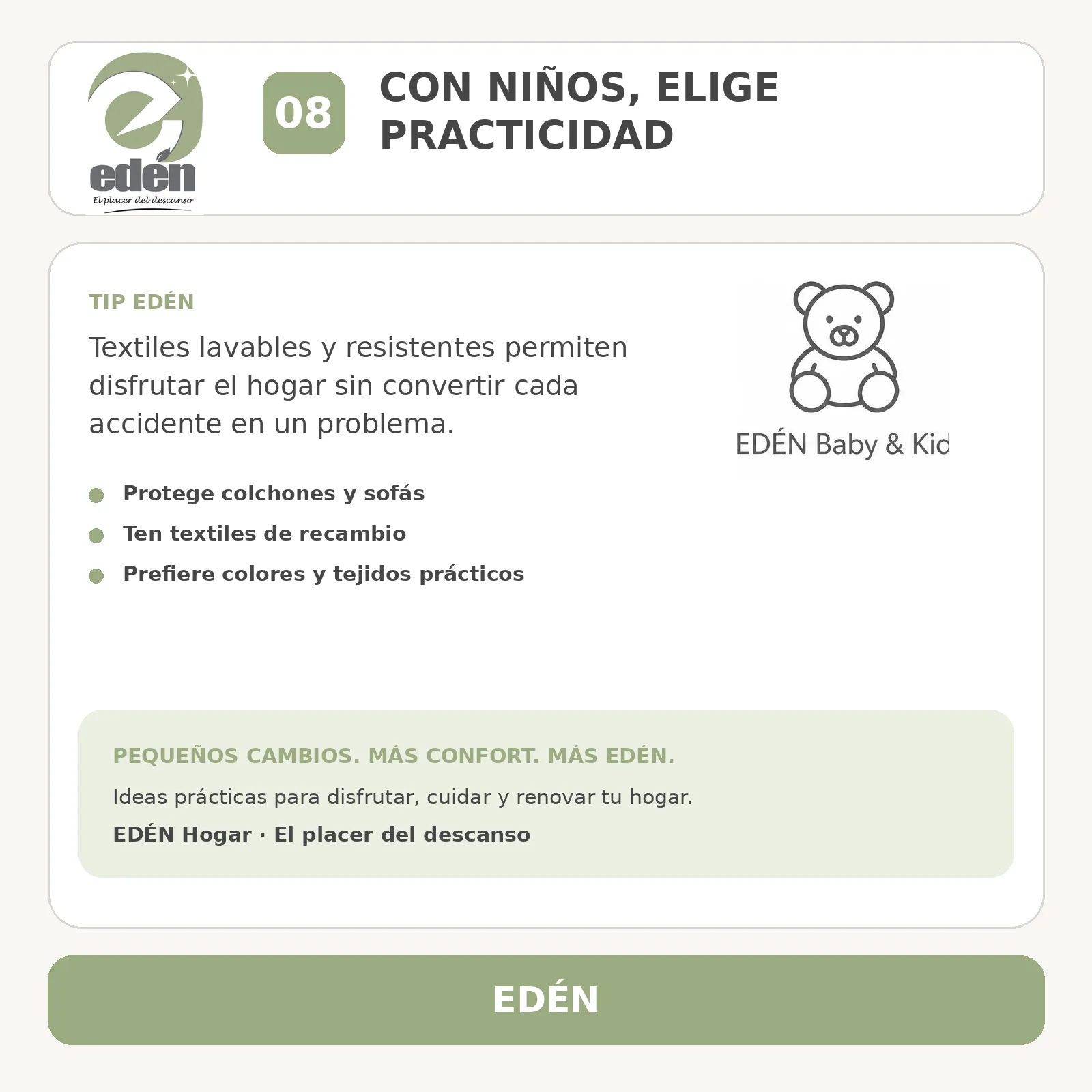 Con niños, elige practicidad